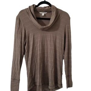 Banana Republic S Brown and Gold long Sleeve Cowl Neck Tee